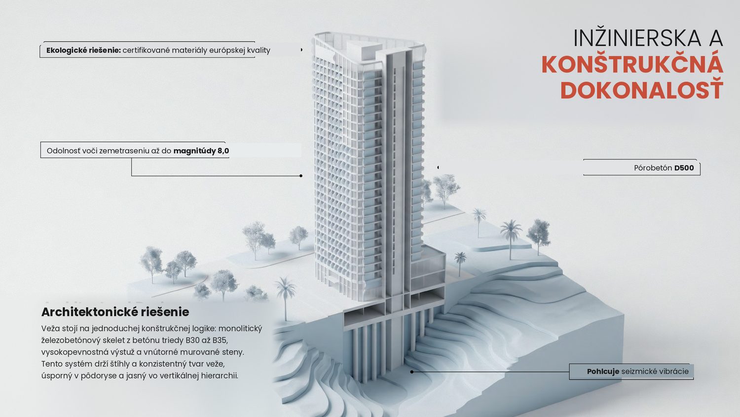 Konštrukčné riešenie Radisson RED, odolnosť voči zemetraseniu a pilotové základy