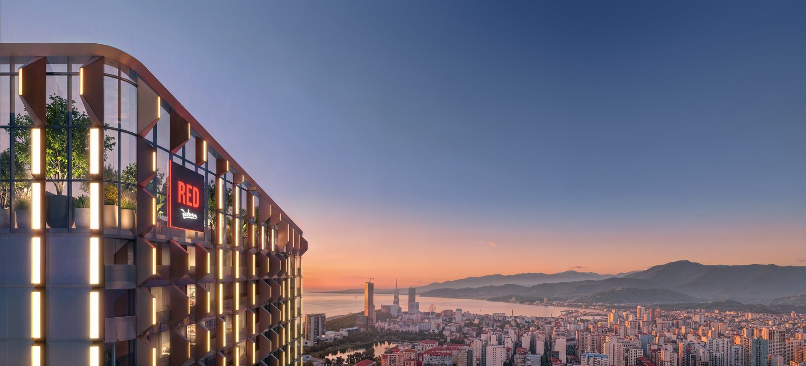 Vrchné podlažia Radisson RED s výhľadom na Batumi