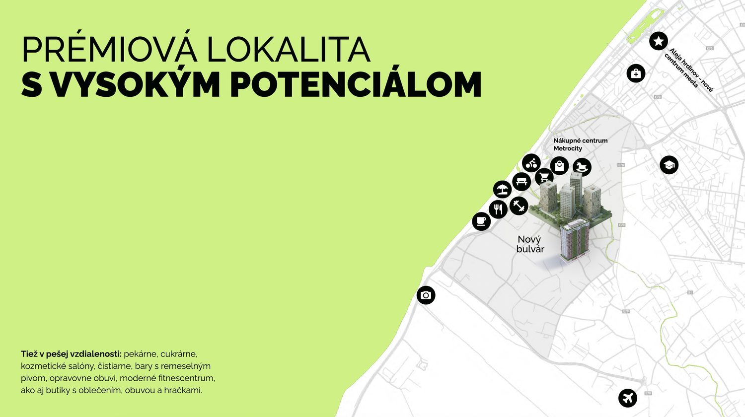 Poloha SportCity na Novom bulvári v Batumi a okolitá občianska vybavenosť